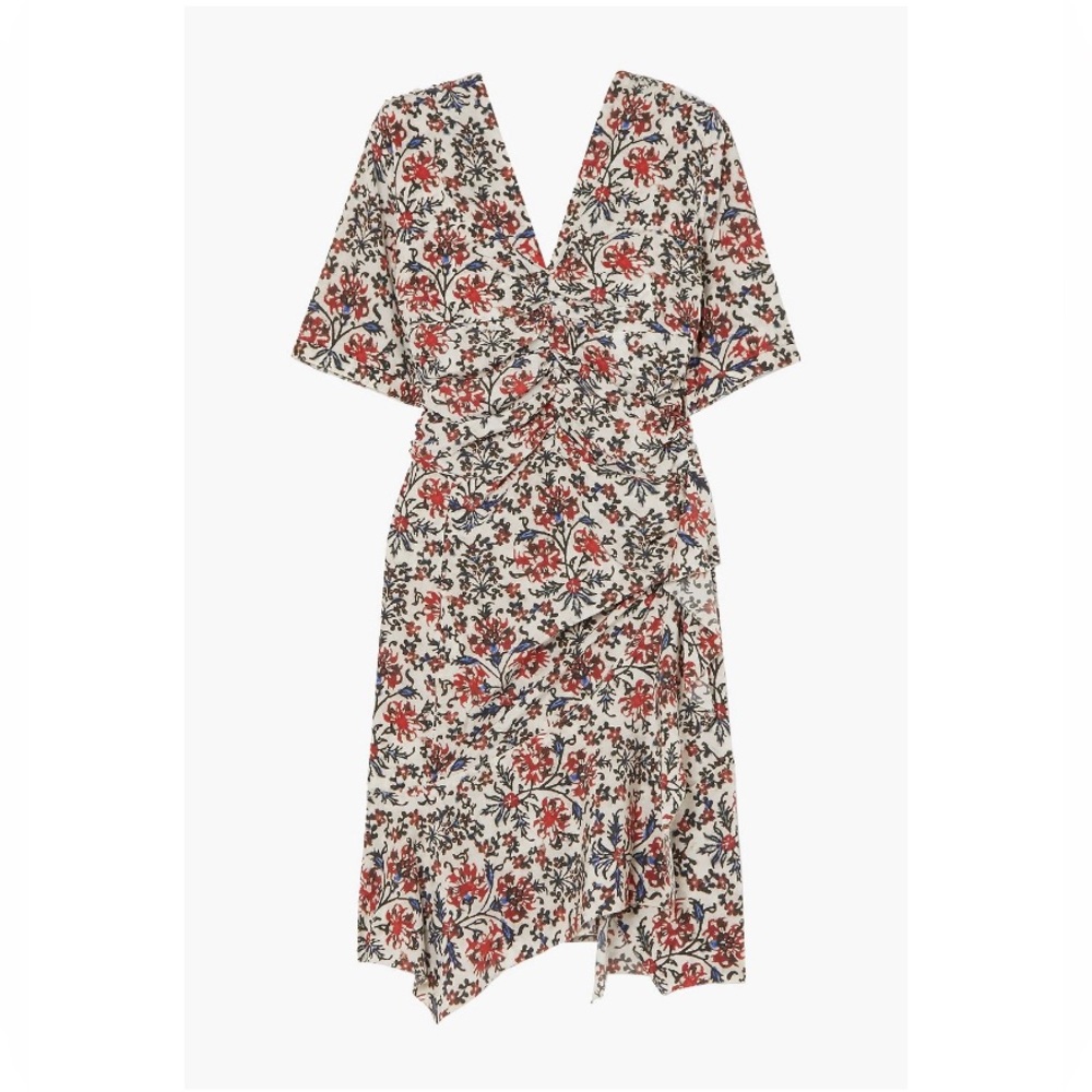 ISABEL MARANT Arodie ruched floral-print silk-blend crepe dress ✨NWT✨ - Picture 4 of 8